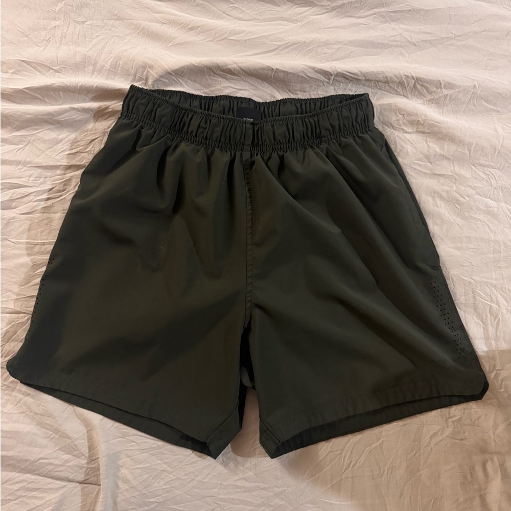 Men's Olive Performance Athletic Shorts (Lined)